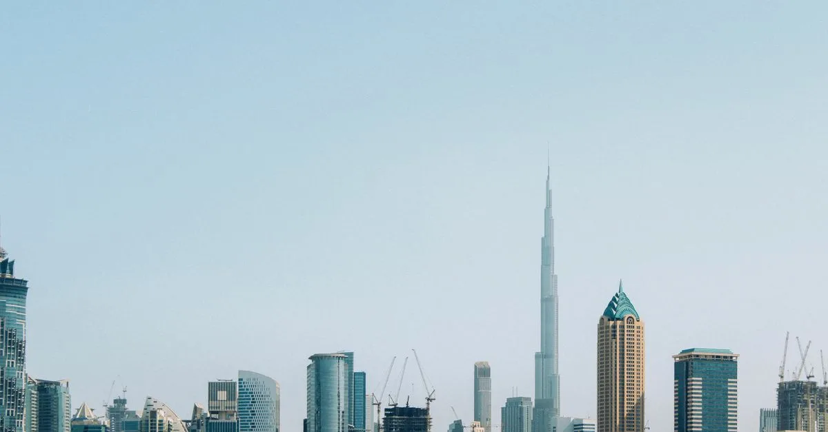 Dubai skyline with Burj Khalifa, a city backdrop for a Dubai Frame pre-wedding shoot