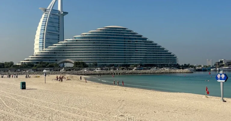 Jumeirah beachfront with Burj Al Arab in Dubai